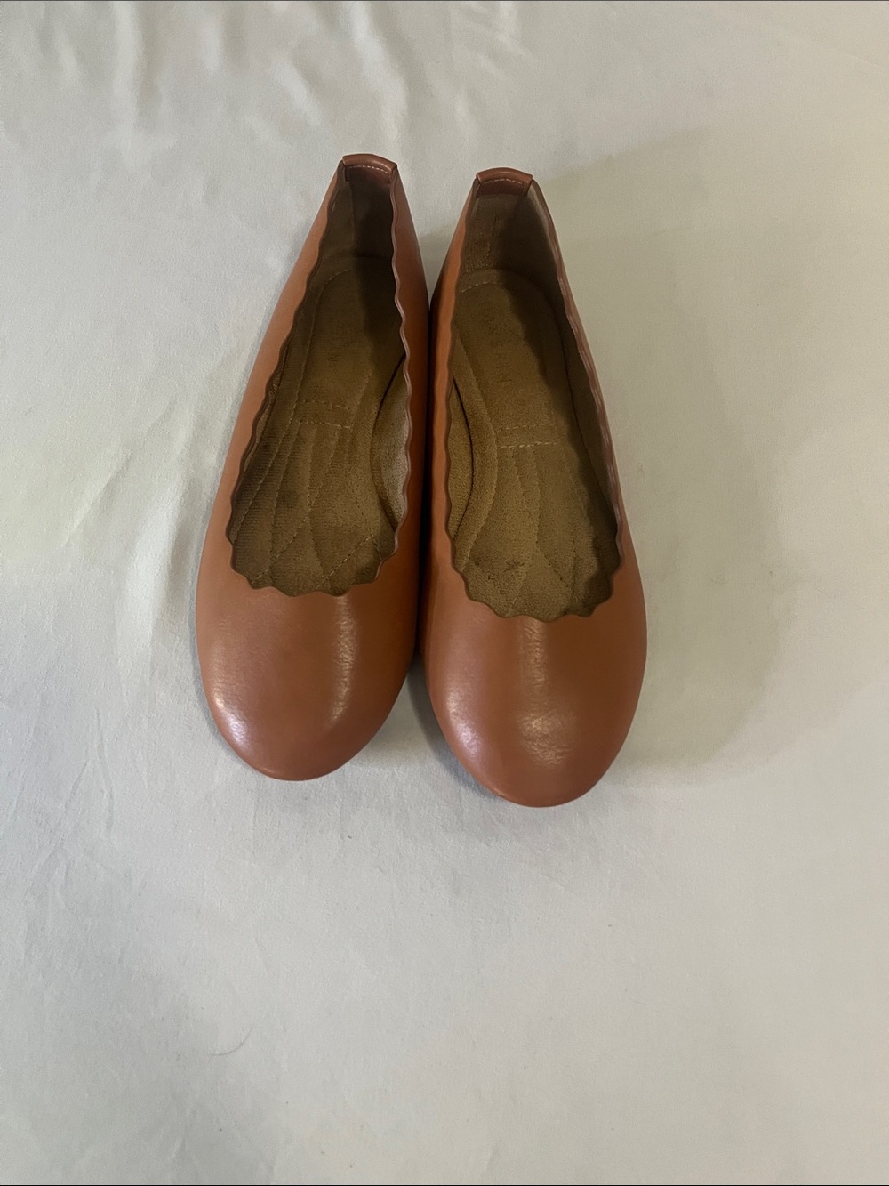 Danskin Confident Women's Scalloped Ballet Flats in Camel